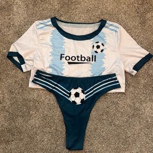 Women's Football Themed Intimate Set - Blue and White